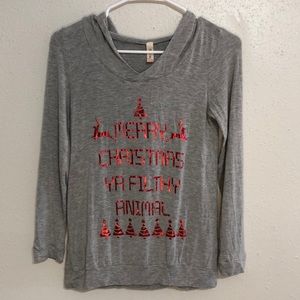 Rachel Kate girls top size S novelty print merry Christmas ya filthy animal